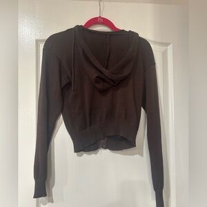 Brown Cropped Hooded Sweater
